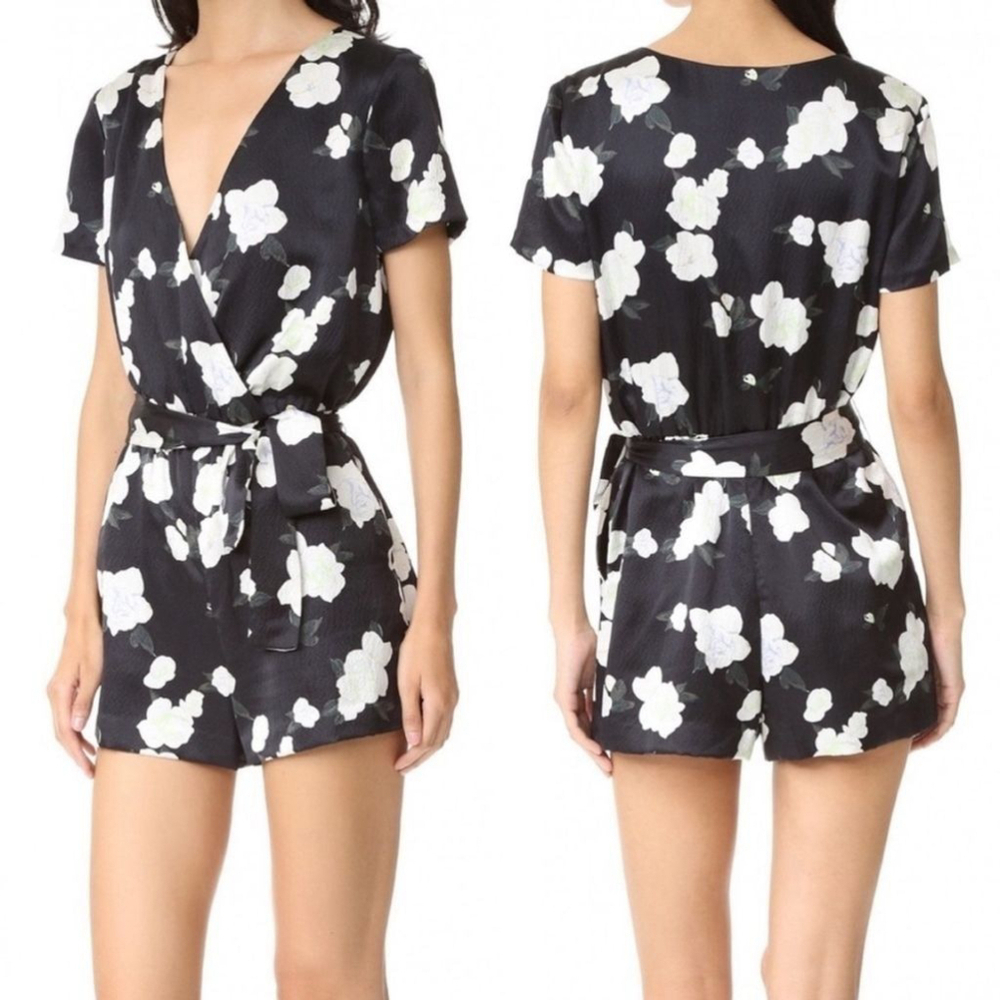 Club Monaco Black and White Floral Jumpsuit